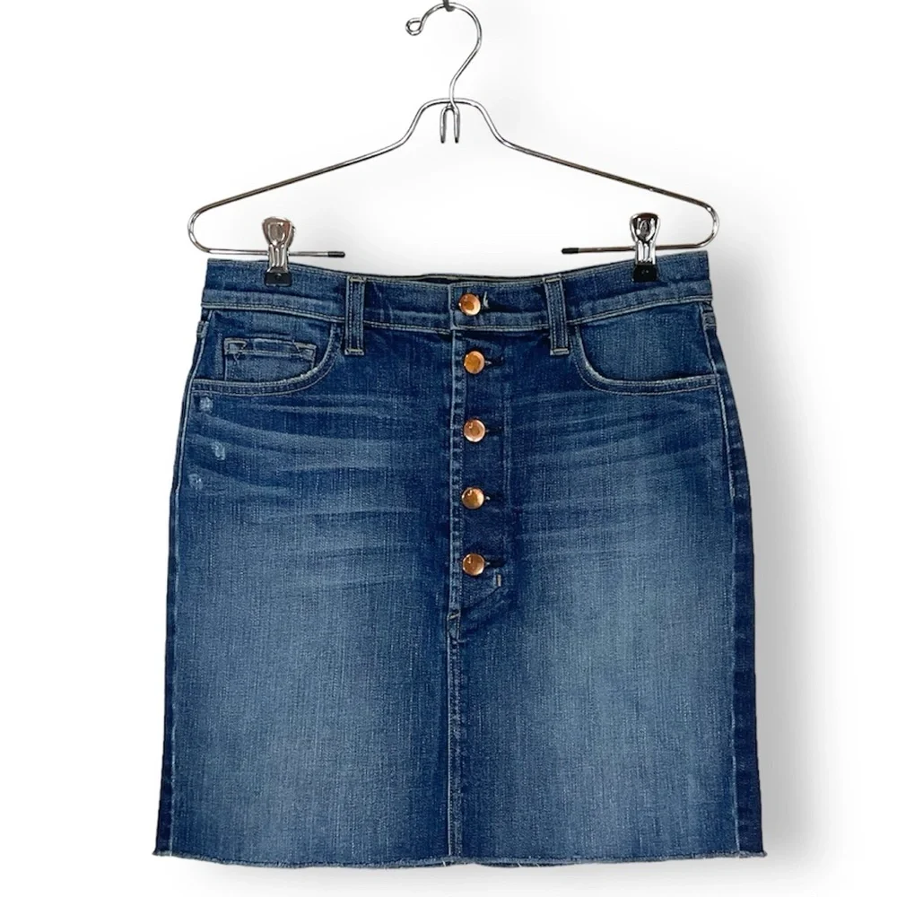 J. Brand Rosalie Mini Denim Skirt Button Fly in Dark Wash